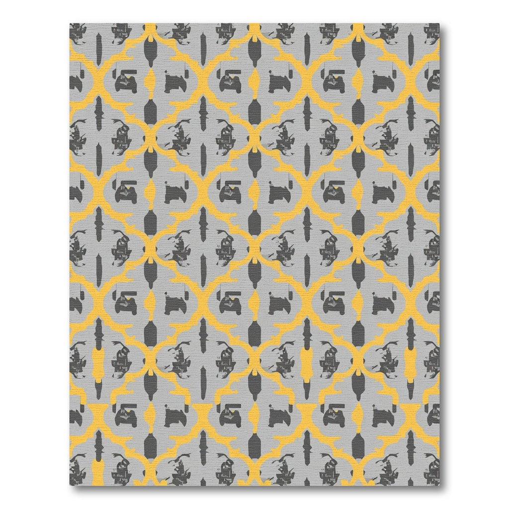 Gold Yellow Gray Abstract Chain Rug