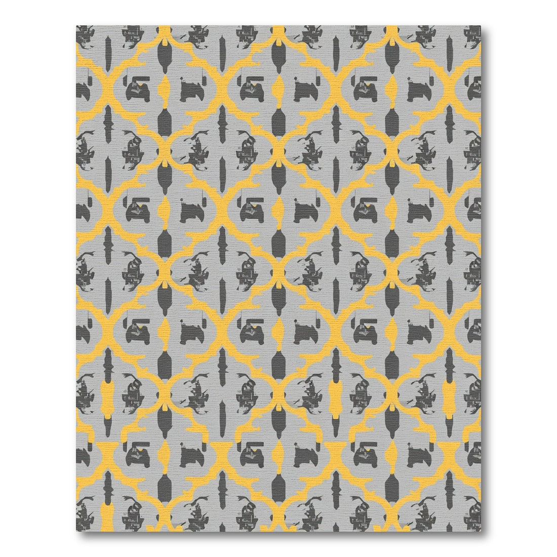 Gold Yellow Gray Abstract Chain Rug
