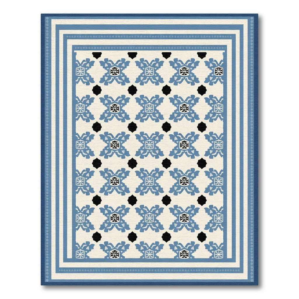 Classic Blue Medallion Border Rug