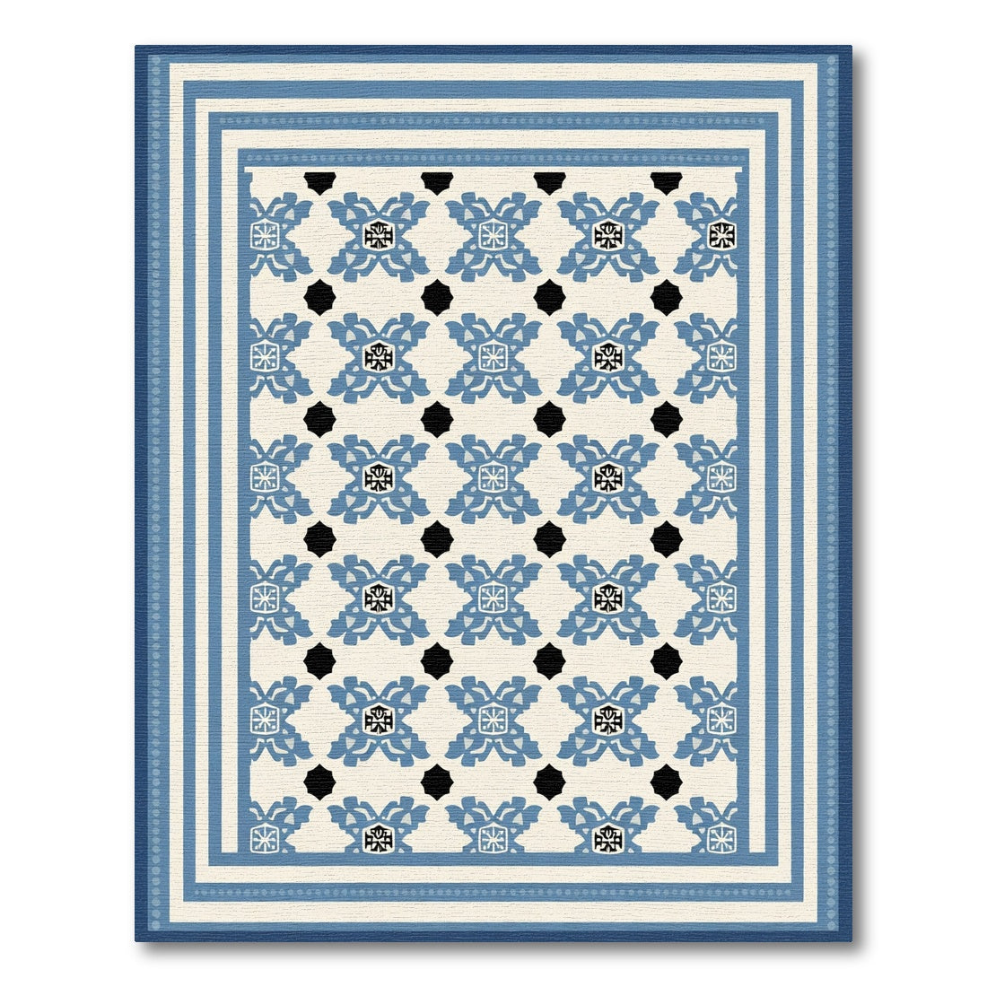 Classic Blue Medallion Border Rug