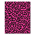 Bright Pink Black Abstract Organic Flow Rug