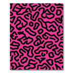 Bright Pink Black Abstract Organic Flow Rug