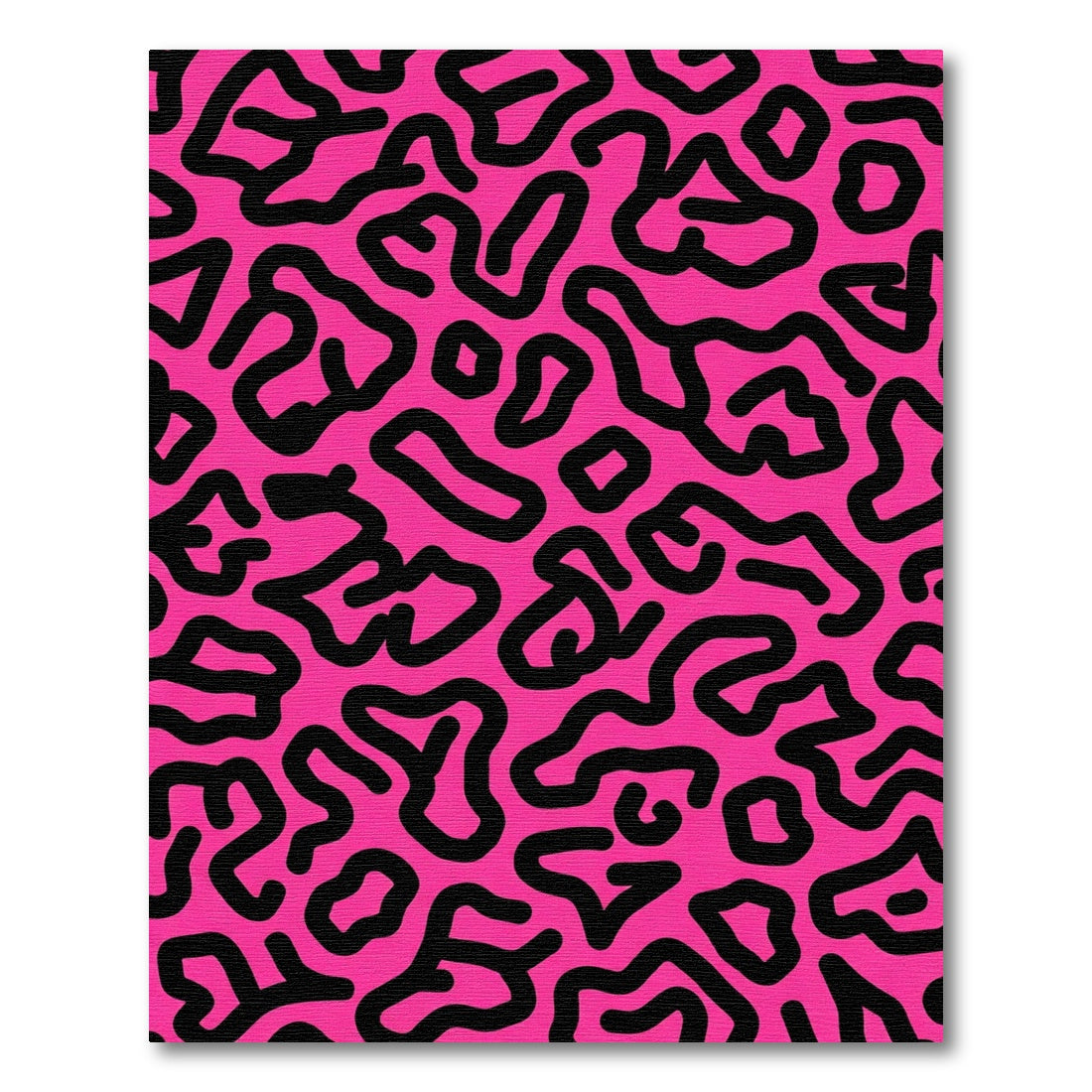 Bright Pink Black Abstract Organic Flow Rug