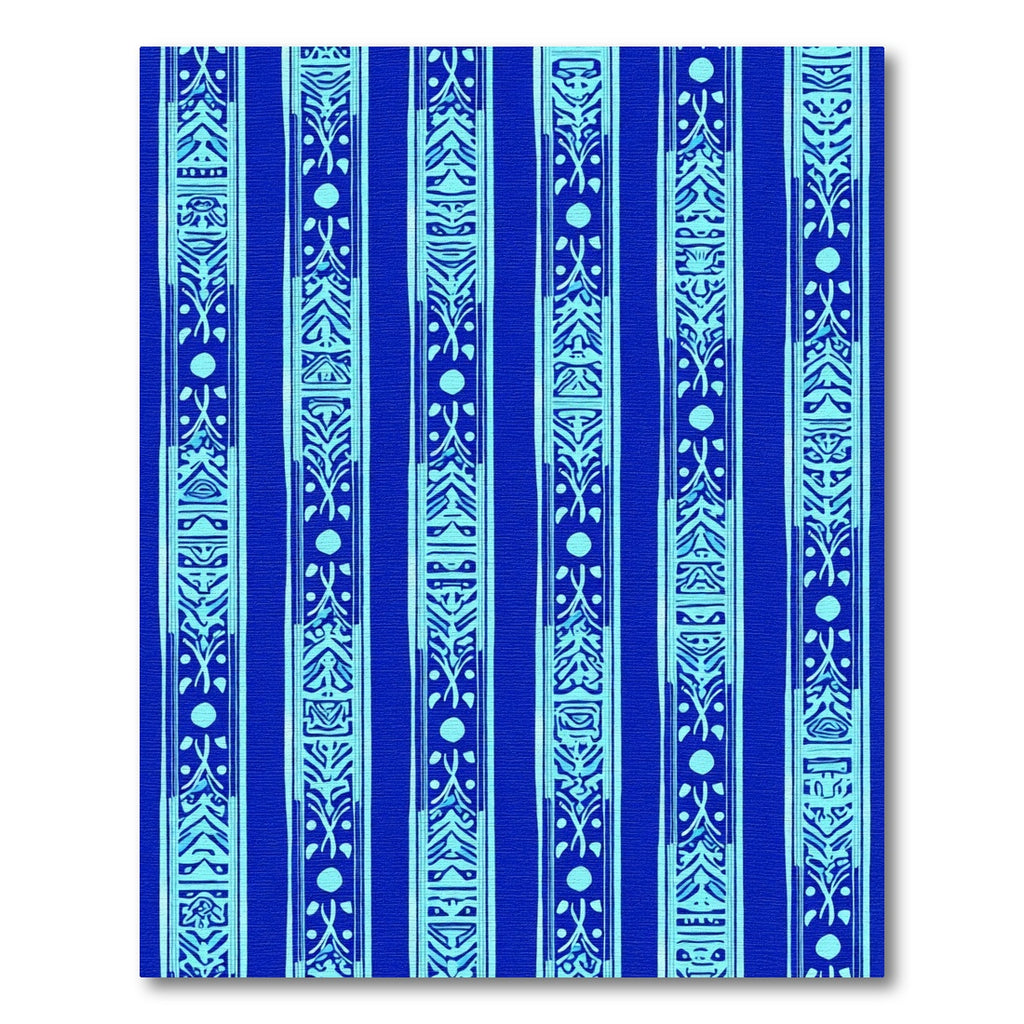 Bright Blue Ethnic Stripe Rug
