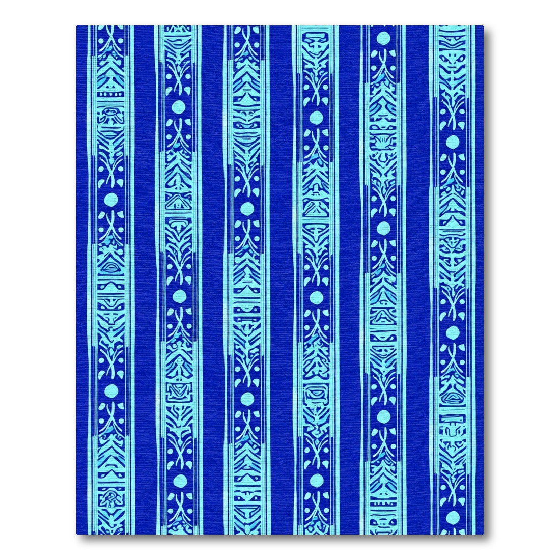 Bright Blue Ethnic Stripe Rug