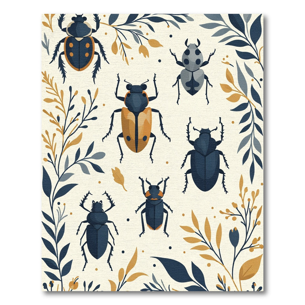 Autumn Beetle Botanical Garland Rug