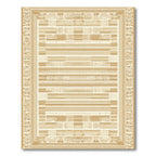 Sandy Beige Geometric Border Stripes Rug