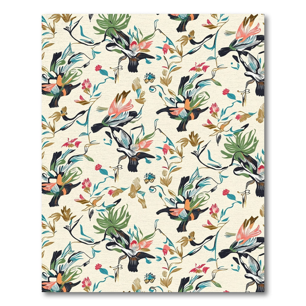 Exotic Birds Tropical Floral Cream Rug
