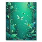 Emerald Garden Dragonfly Butterfly Art Rug