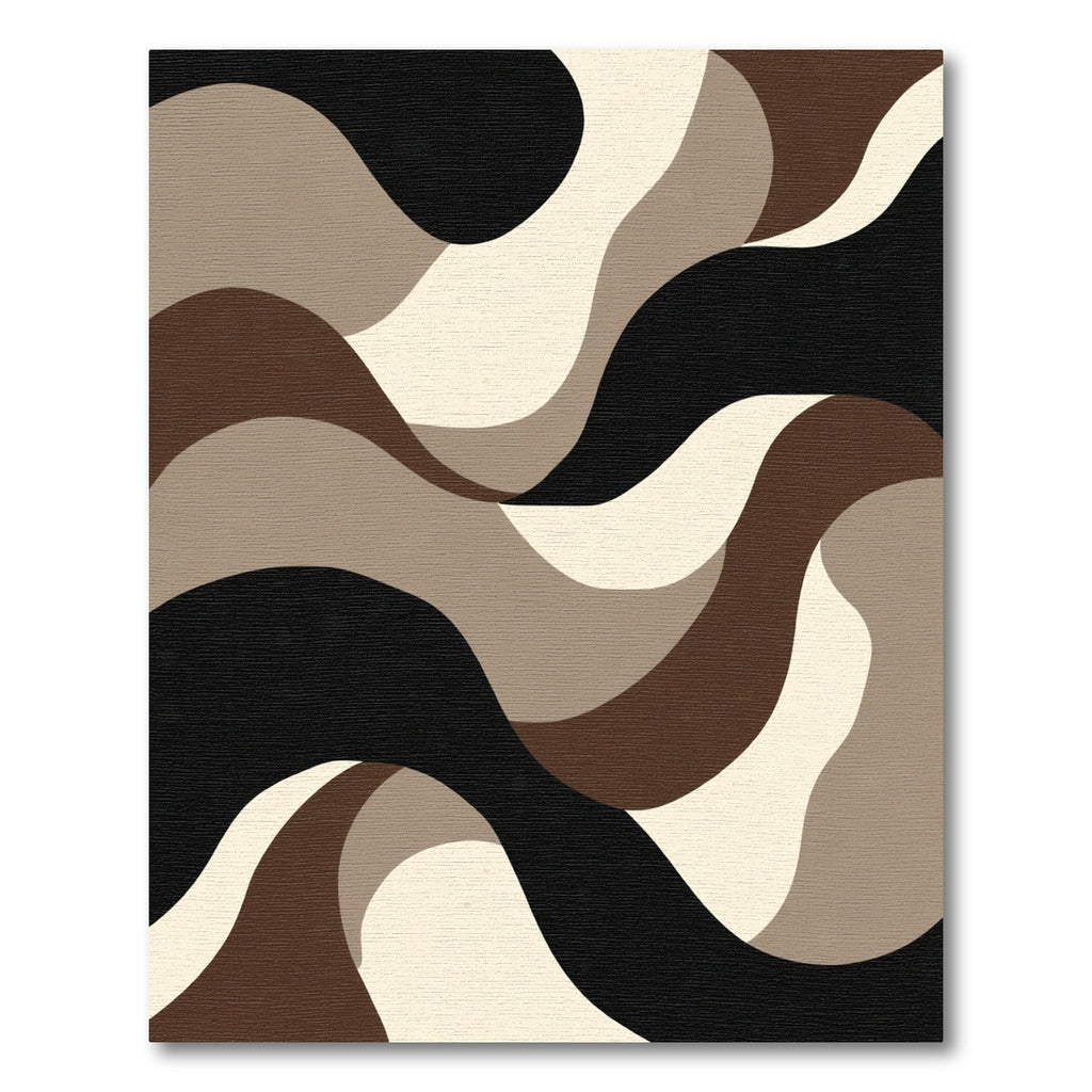 Abstract Earthy Wavy Bands Rug