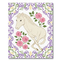 Cream Horse and Pink Roses Frame Rug