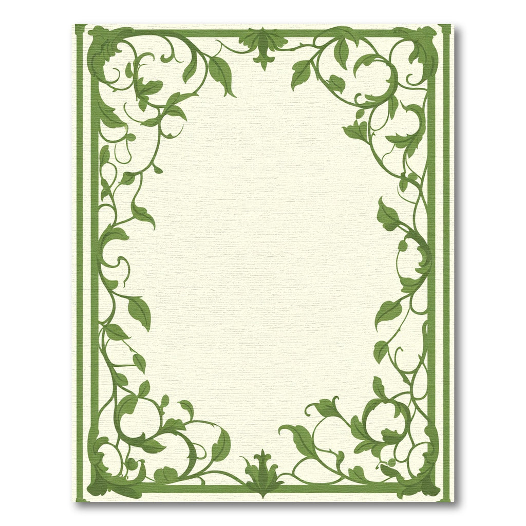 Green Vine Embrace Floral Border Rug
