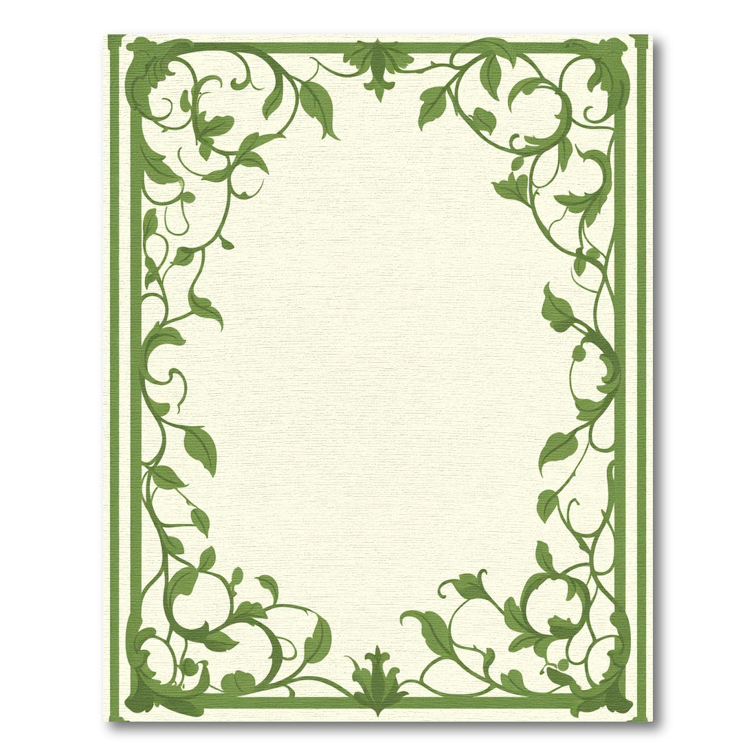 Green Vine Embrace Floral Border Rug