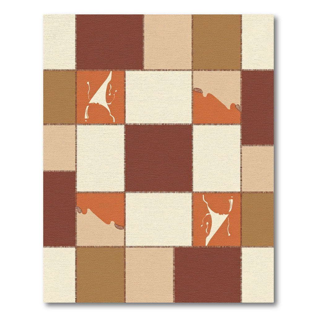 Patchwork Earth Tones Abstract Shapes Rug