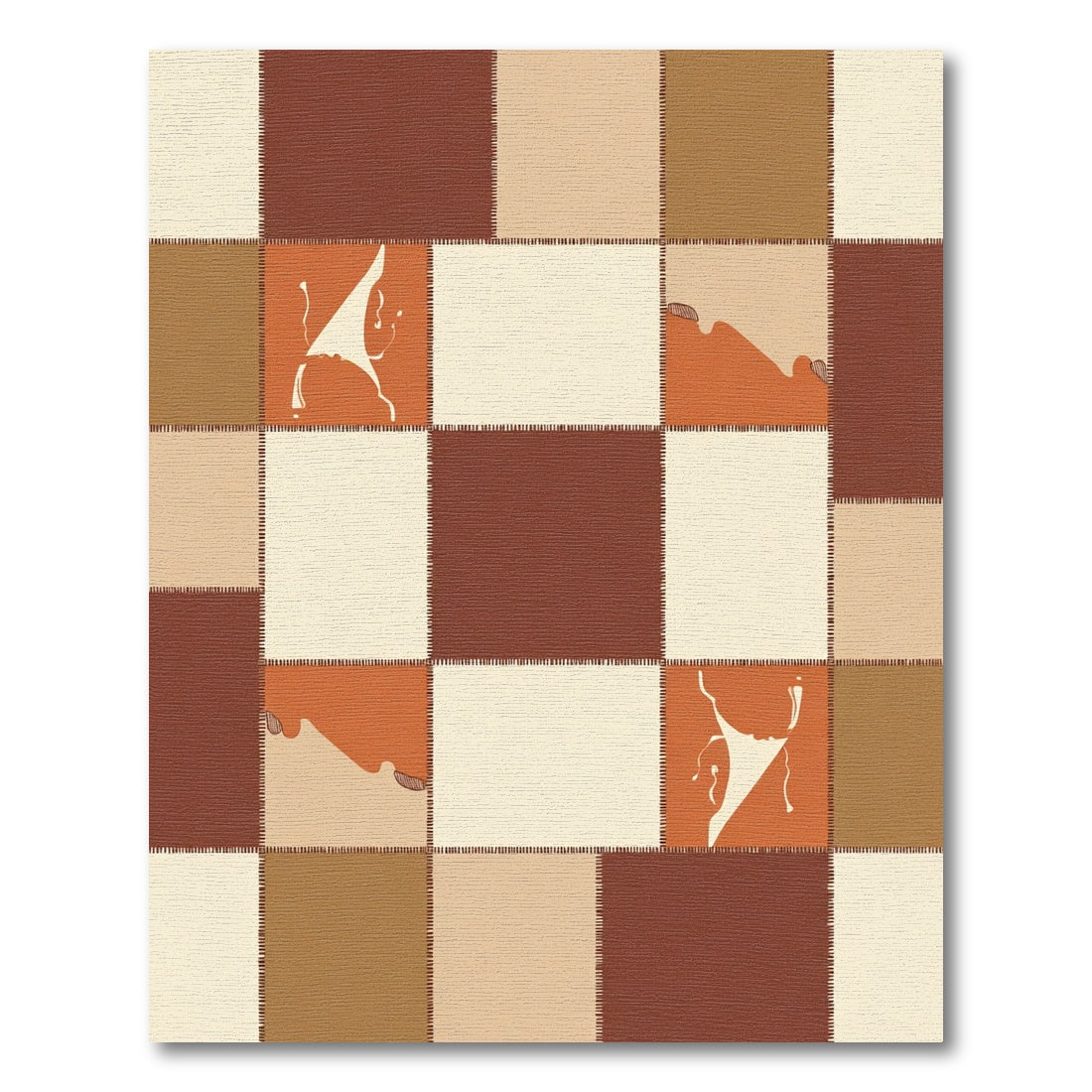 Patchwork Earth Tones Abstract Shapes Rug