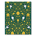 Emerald Gold Floral Bird Tree Rug