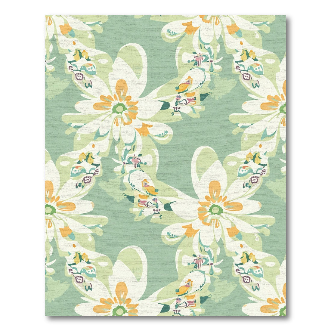 Pale Sage Botanical Floral Repeat Rug