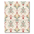 Rich Red Green Floral Damask Rug
