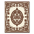 Brown Ivory Oval Medallion Border Rug