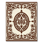 Brown Ivory Oval Medallion Border Rug