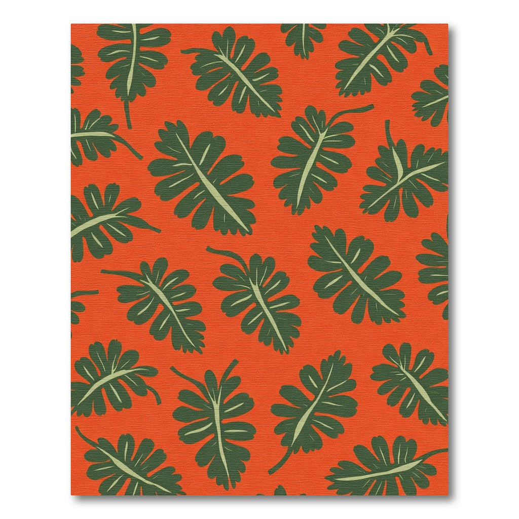 Vivid Orange Leafy Fern Repeats Rug