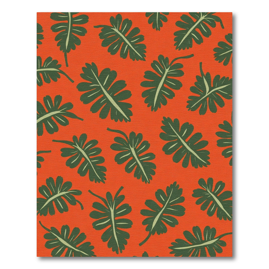 Vivid Orange Leafy Fern Repeats Rug