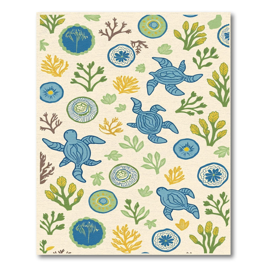 Blue Turtles Coral Garden Medley Rug