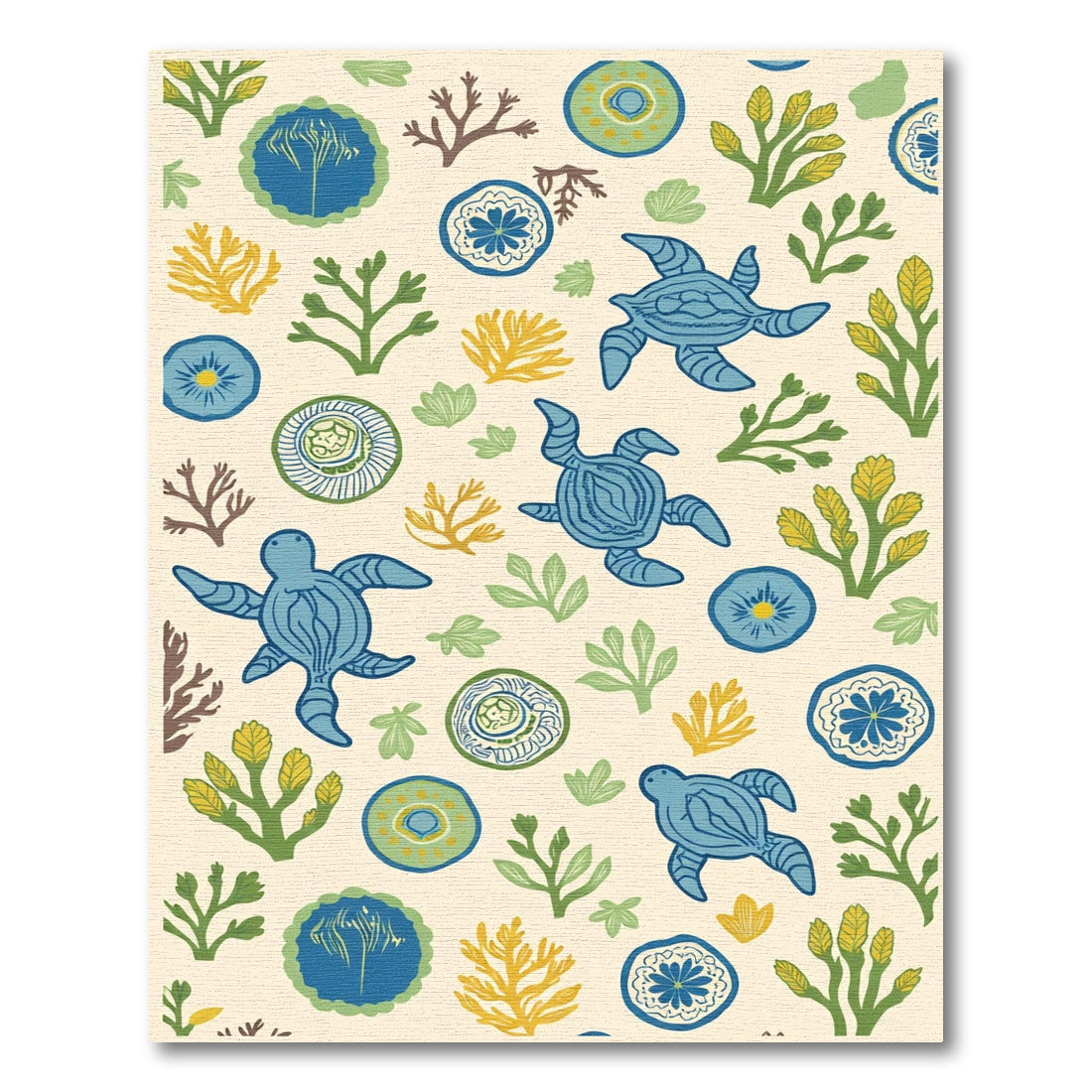 Blue Turtles Coral Garden Medley Rug