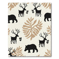 Rustic Woodland Deer Bear Foliage Rug