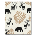 Rustic Woodland Deer Bear Foliage Rug