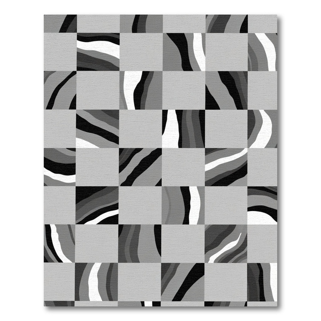 Monochromatic Abstract Checkered Flow Rug