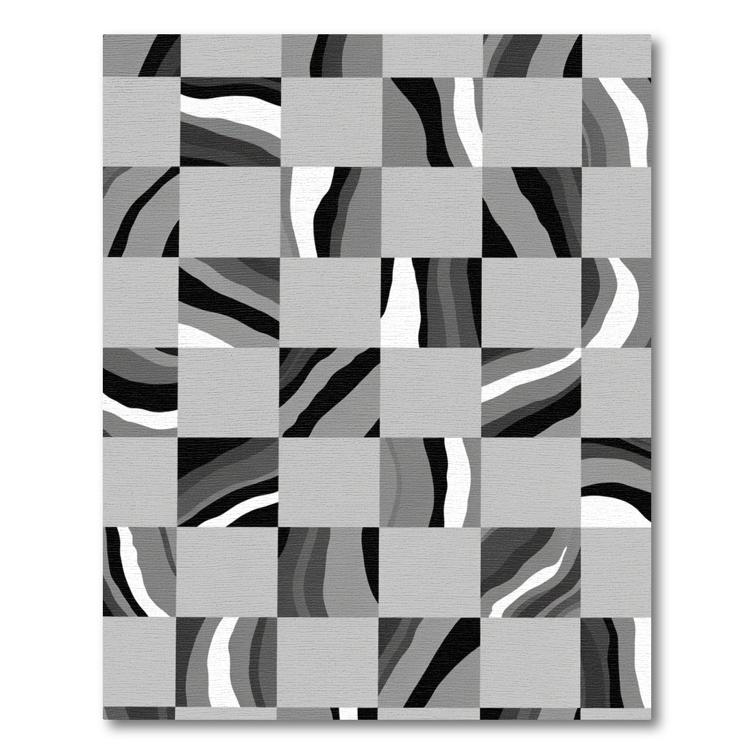 Monochromatic Abstract Checkered Flow Rug