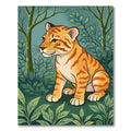 Cute Tiger Cub Forest Scene Rug