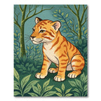 Cute Tiger Cub Forest Scene Rug