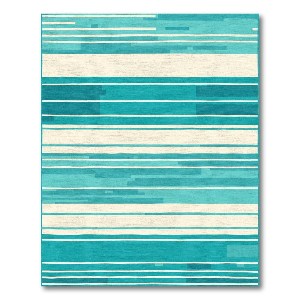 Abstract Teal Horizontal Stripe Rug