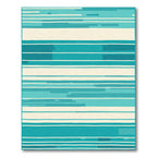 Abstract Teal Horizontal Stripe Rug