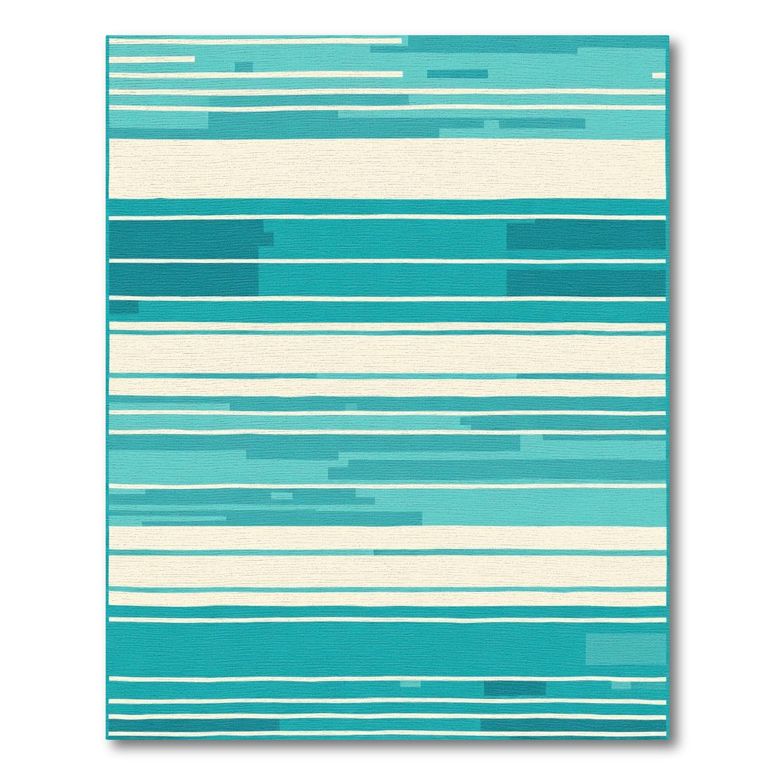 Abstract Teal Horizontal Stripe Rug