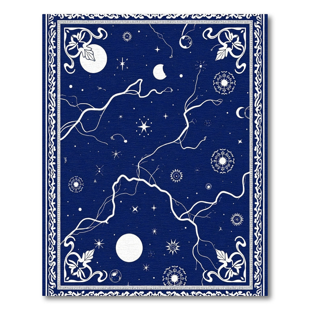 Celestial Blue Night Sky Stars Rug