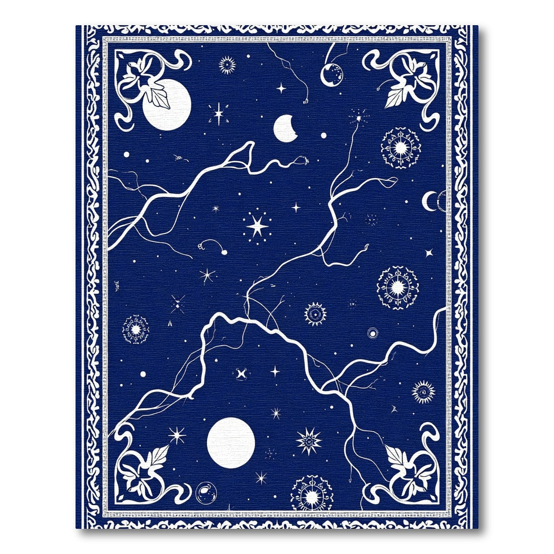 Celestial Blue Night Sky Stars Rug