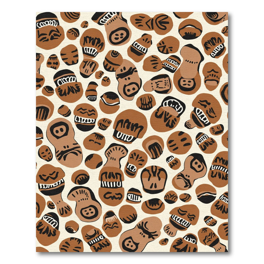 Brown Tribal Face Round Rug