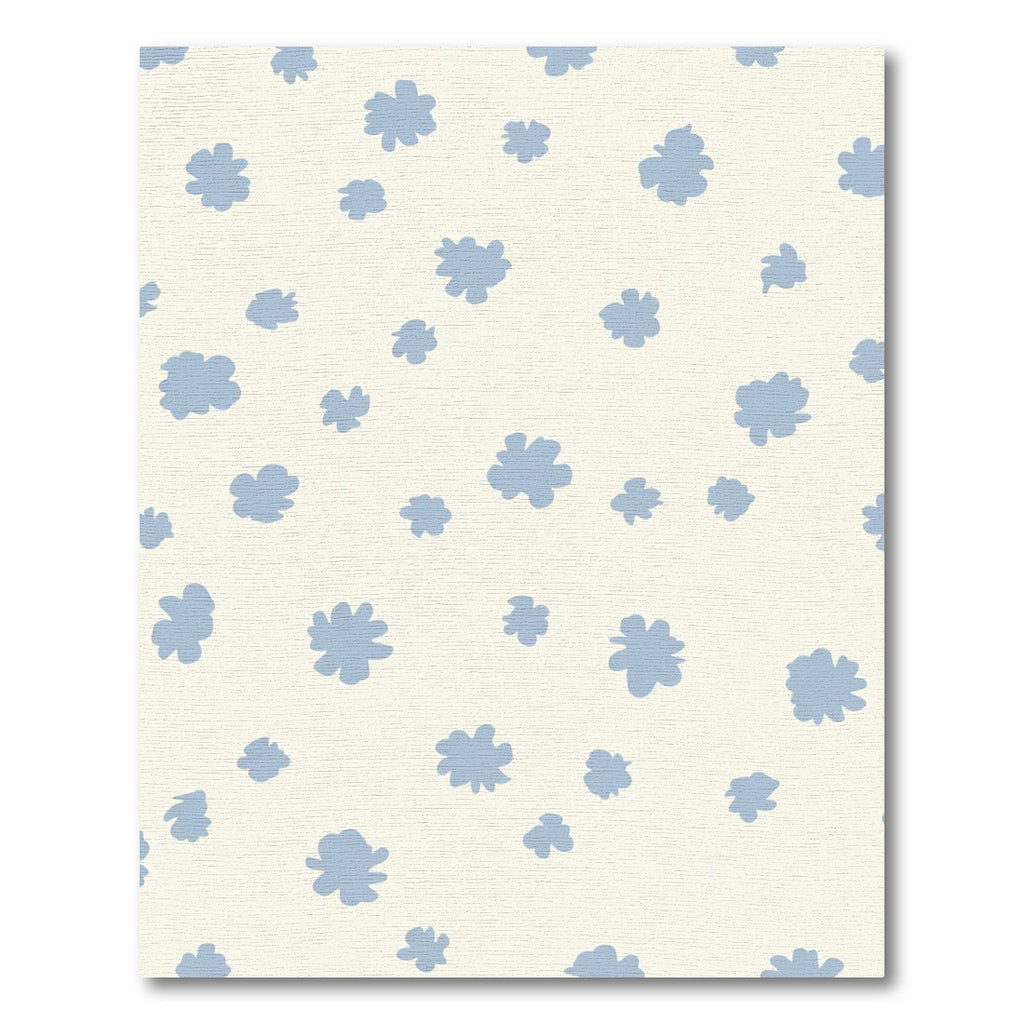 Pale Blue Simple Flower Scatter Rug