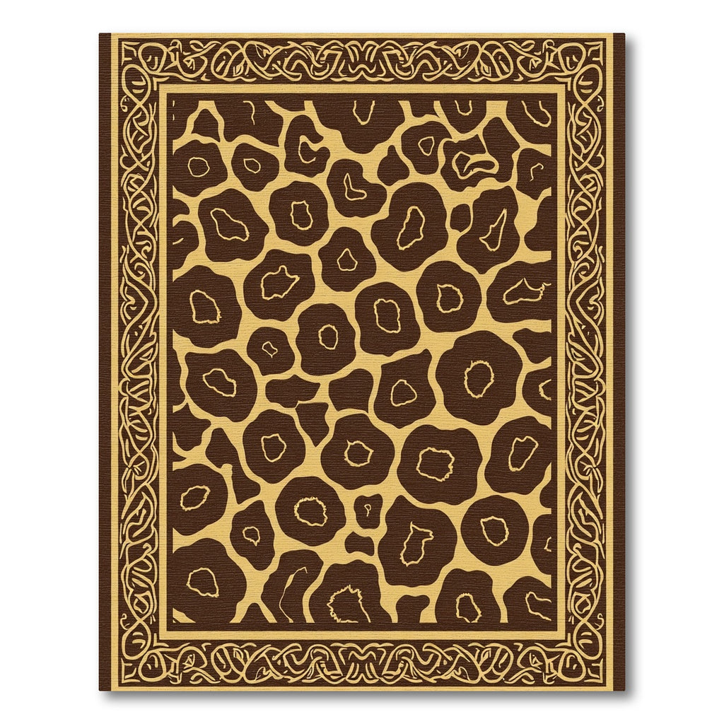 Brown And Gold Giraffe Spot Border Rug