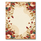 Rich Red Floral Vine Frame Rug