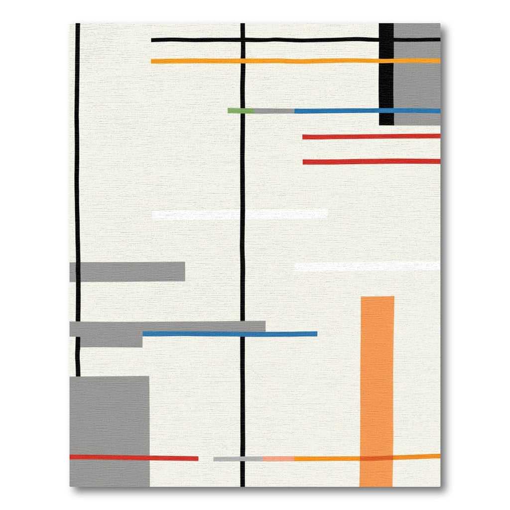 Geometric Lines Orange Gray Blue Rug