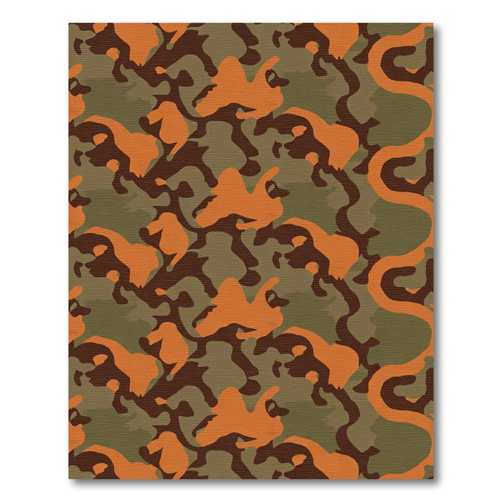 Orange Brown Green Camouflage Abstract Rug