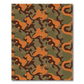 Orange Brown Green Camouflage Abstract Rug