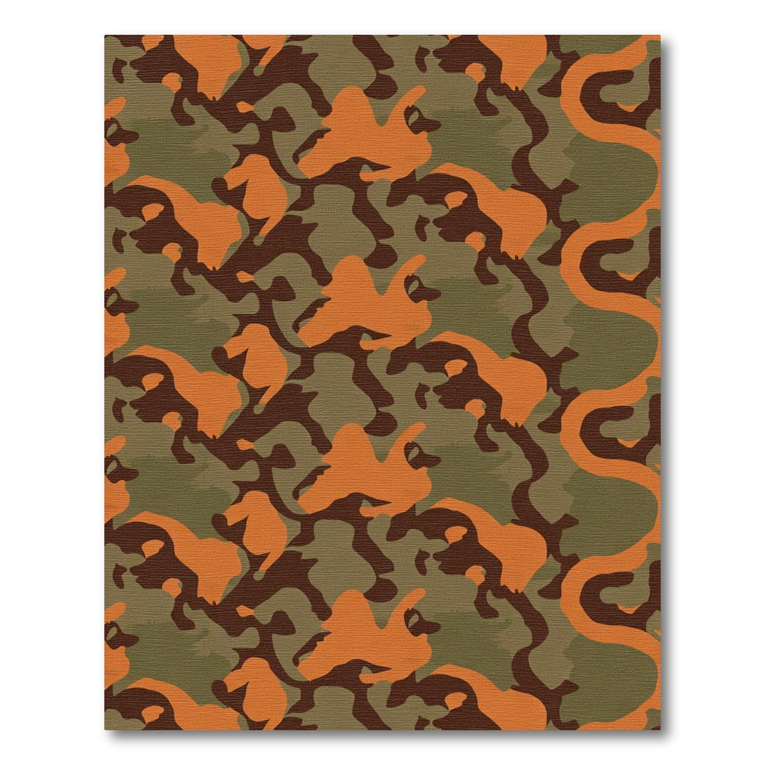 Orange Brown Green Camouflage Abstract Rug