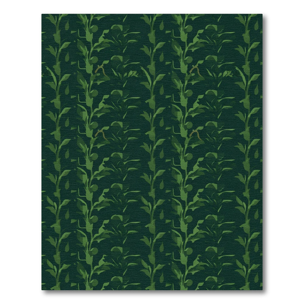 Deep Green Leafy Vine Stripe Rug