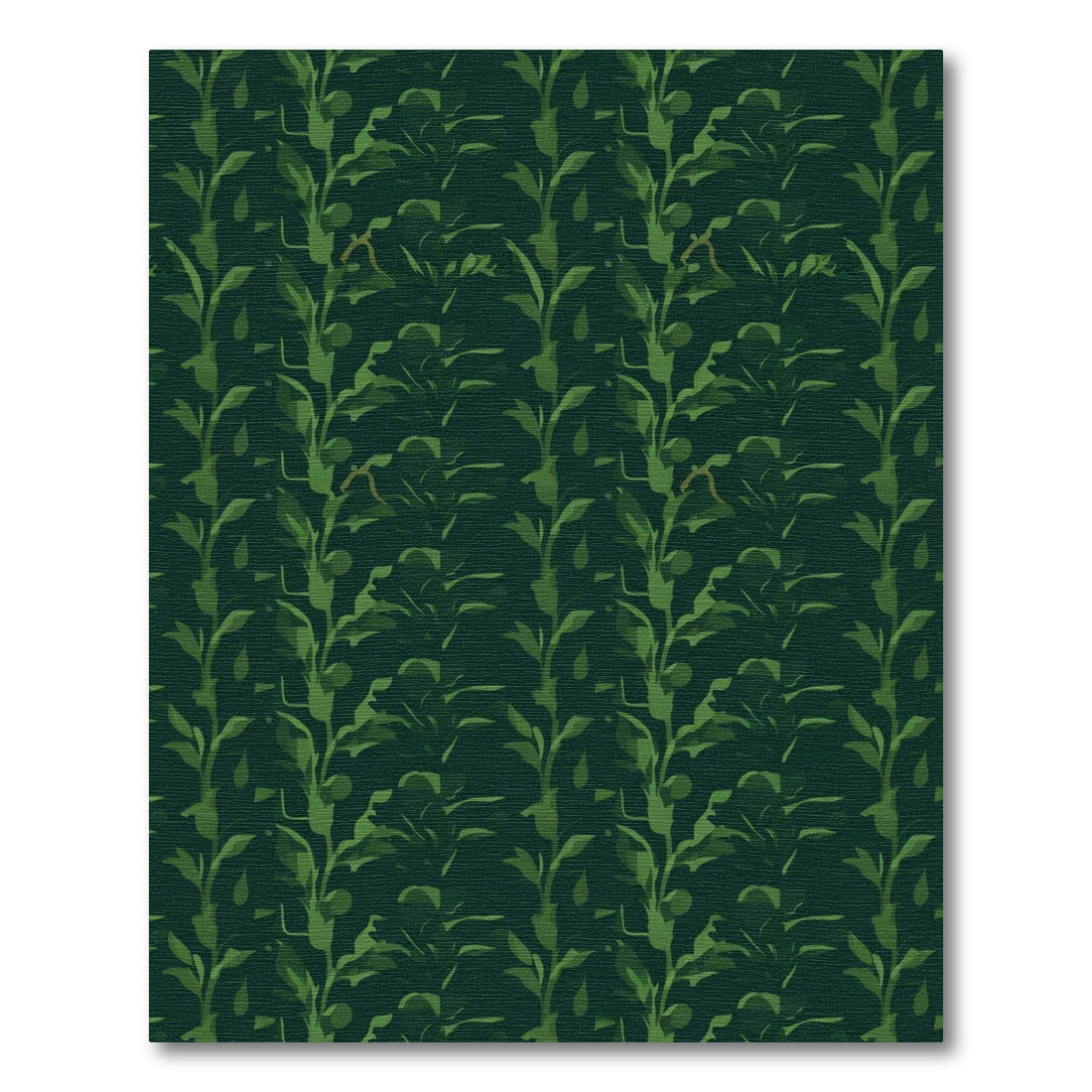 Deep Green Leafy Vine Stripe Rug