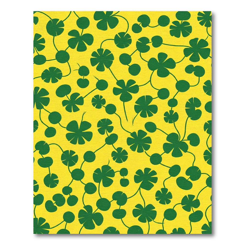 Green Clover Vine Yellow Rug